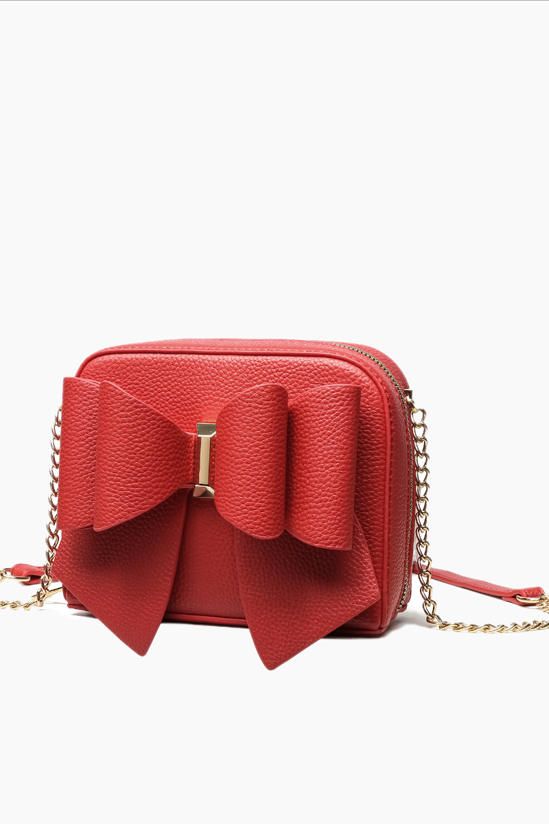 Chloe Bow Red Mini Crossbody Bag - Uniquely Claudia Boutique