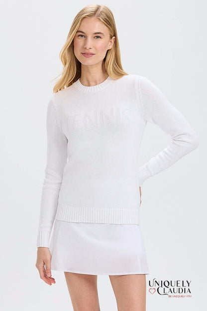 Woman wearing a white sweater 