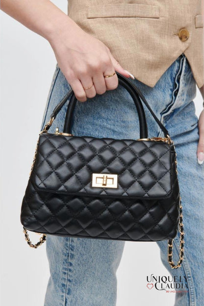 Cordelia Quilted Black Crossbody Bag | Uniquely Claudia Boutique 