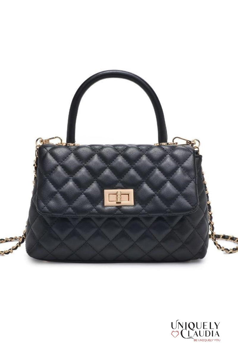 Cordelia Quilted Black Crossbody Bag | Uniquely Claudia Boutique 