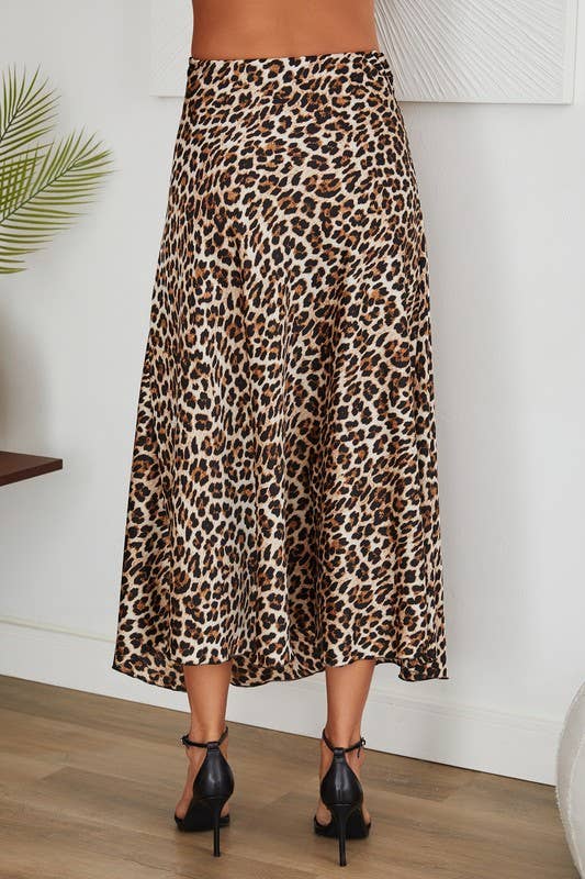 Corinne Leopard Print Maxi Satin Skirt | Uniquely Claudia Boutique