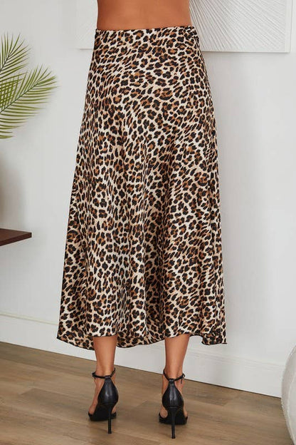 Corinne Leopard Print Maxi Satin Skirt | Uniquely Claudia Boutique