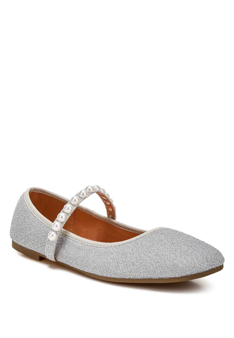 Corphee Pearl Strapped Glitter Ballerinas | Uniquely Claudia Boutique