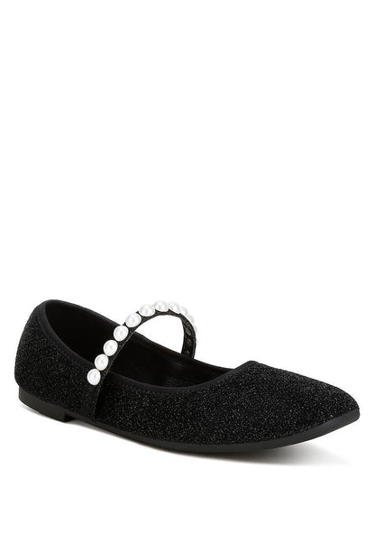 Corphee Pearl Strapped Glitter Ballerinas | Uniquely Claudia Boutique