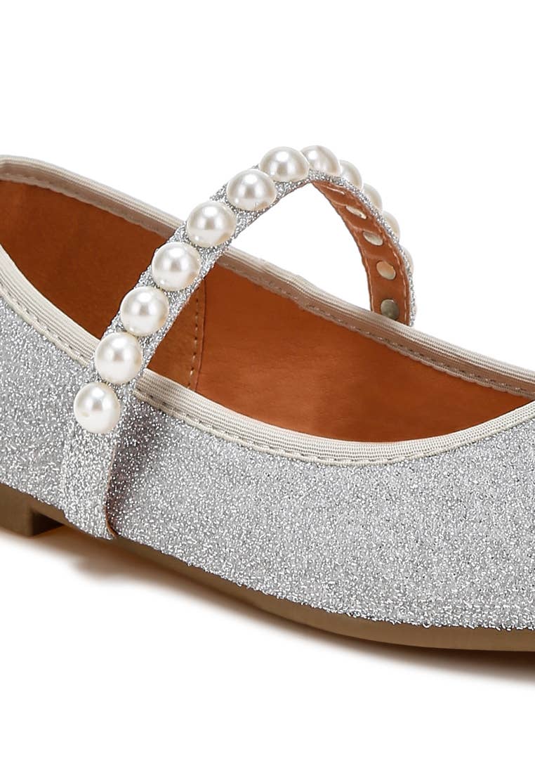 Corphee Pearl Strapped Glitter Ballerinas | Uniquely Claudia Boutique