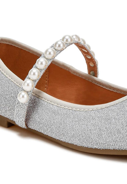 Corphee Pearl Strapped Glitter Ballerinas | Uniquely Claudia Boutique