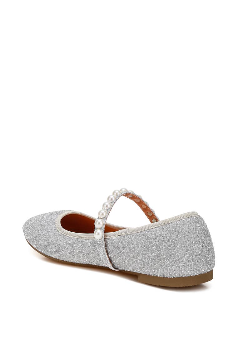 Corphee Pearl Strapped Glitter Ballerinas | Uniquely Claudia Boutique