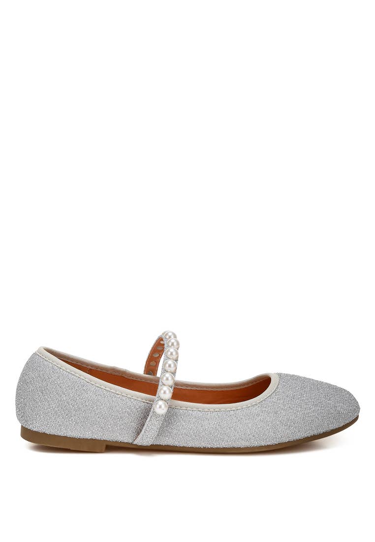 Corphee Pearl Strapped Glitter Ballerinas | Uniquely Claudia Boutique