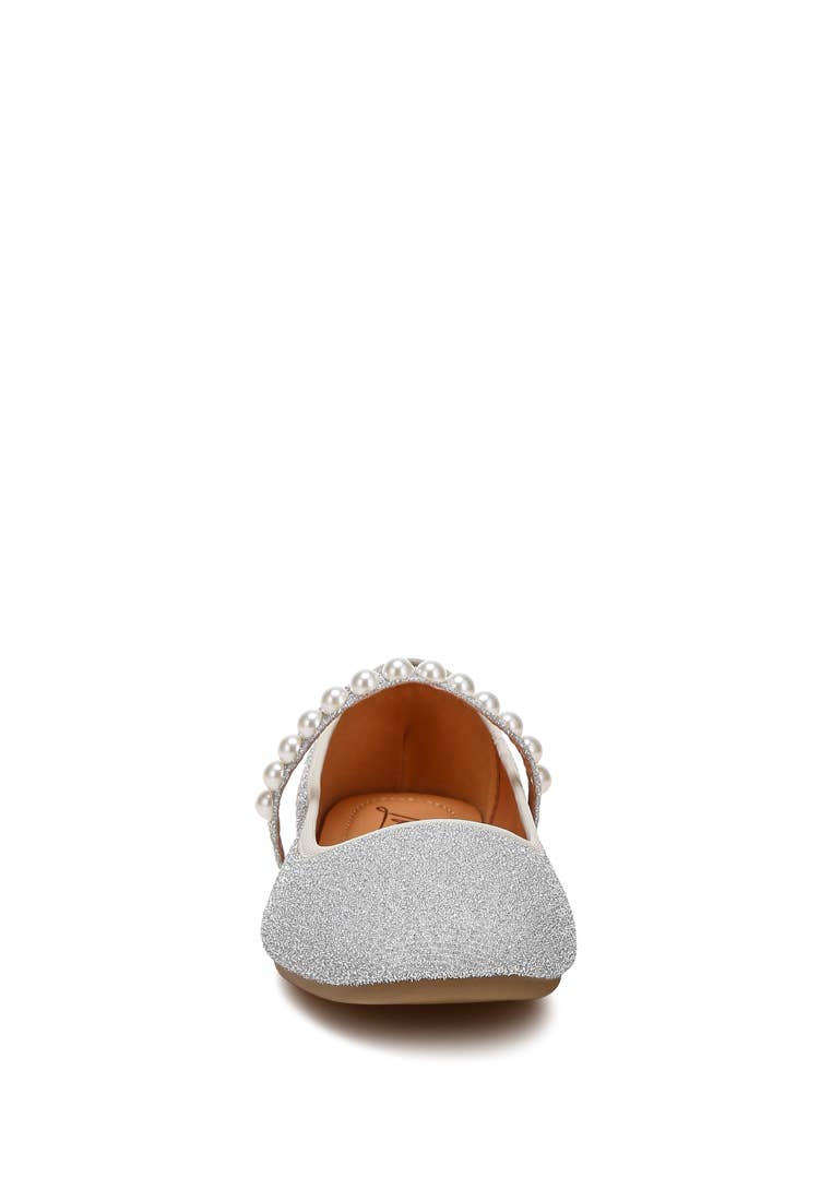 Corphee Pearl Strapped Glitter Ballerinas | Uniquely Claudia Boutique