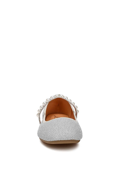 Corphee Pearl Strapped Glitter Ballerinas | Uniquely Claudia Boutique