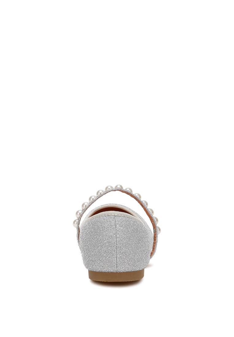 Corphee Pearl Strapped Glitter Ballerinas | Uniquely Claudia Boutique