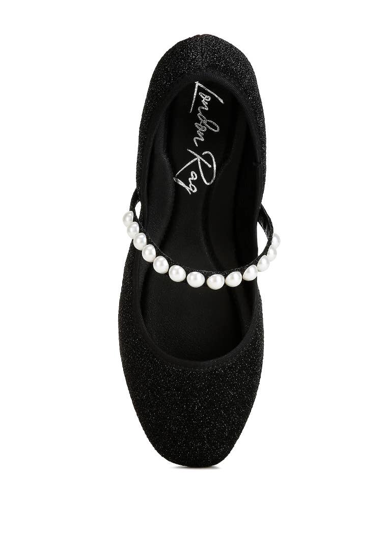 Corphee Pearl Strapped Glitter Ballerinas | Uniquely Claudia Boutique