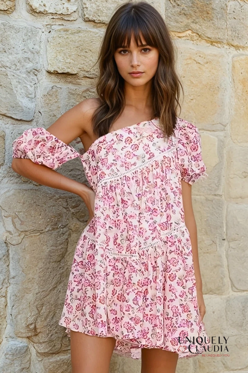 Courtney One-Shoulder Cotton Mini Dress | Uniquely Claudia Boutique