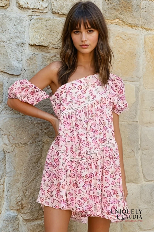 Courtney One-Shoulder Cotton Mini Dress | Uniquely Claudia Boutique