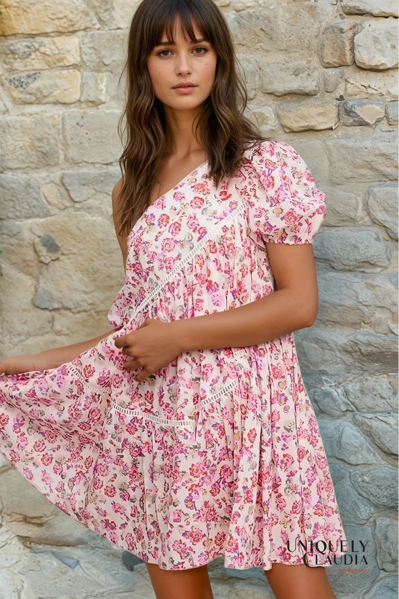 Courtney One-Shoulder Cotton Mini Dress | Uniquely Claudia Boutique