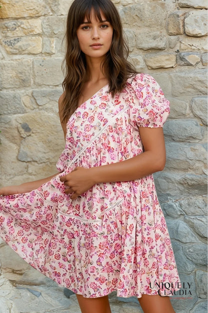 Courtney One-Shoulder Cotton Mini Dress | Uniquely Claudia Boutique