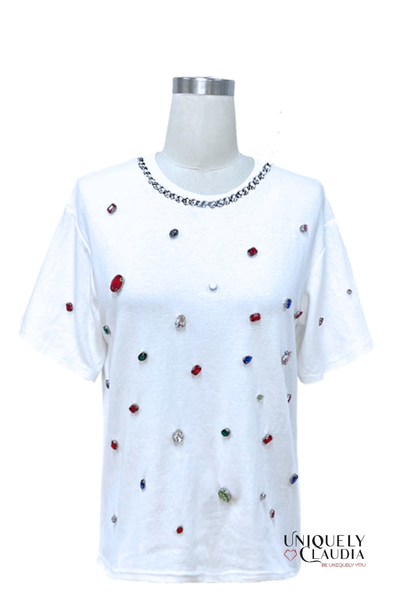 Crown Jewels Embellished Cotton Tee