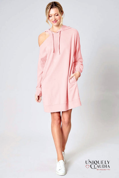  Deanna Cut Out French Terry Hoodie Dress | Uniquely Claudia Boutique