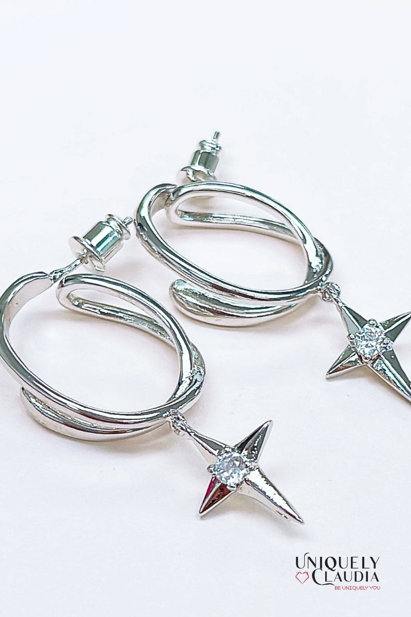 Diamond Star Hoop Earrings | Uniquely Claudia Boutique 