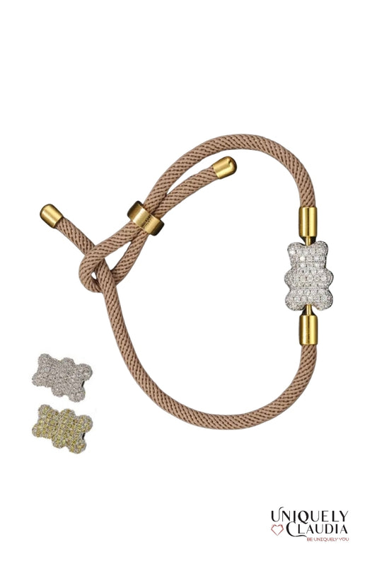 Double Bear Adjustable Cord Bracelet | Uniquely Claudia Boutique