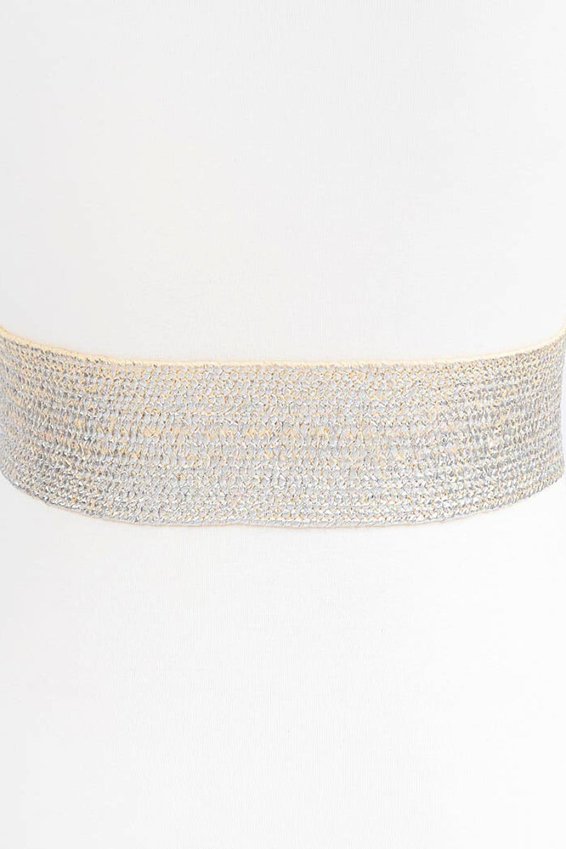 Close-up of a beaded belt on a white background