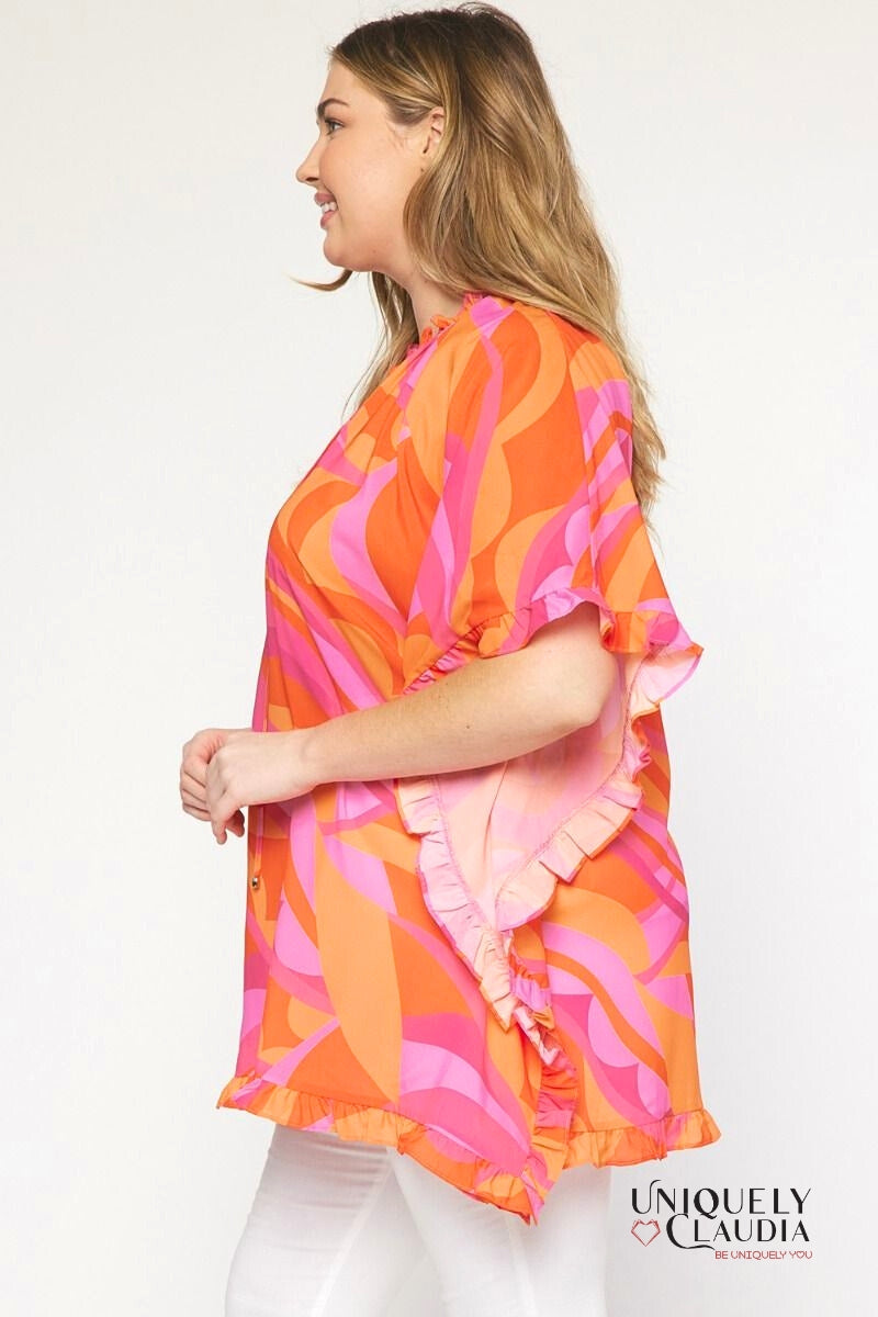 Plus size woman wearing flirty tunic