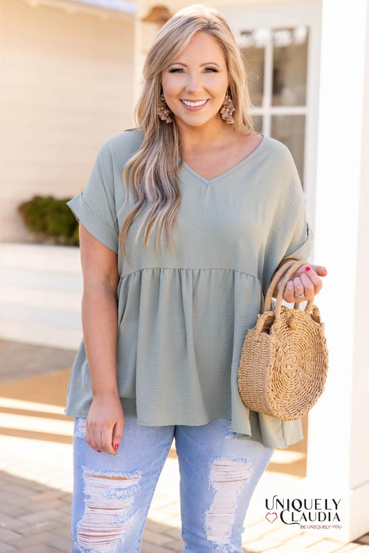 EDGY PLUS: Landy Babydoll Short-Sleeve Top