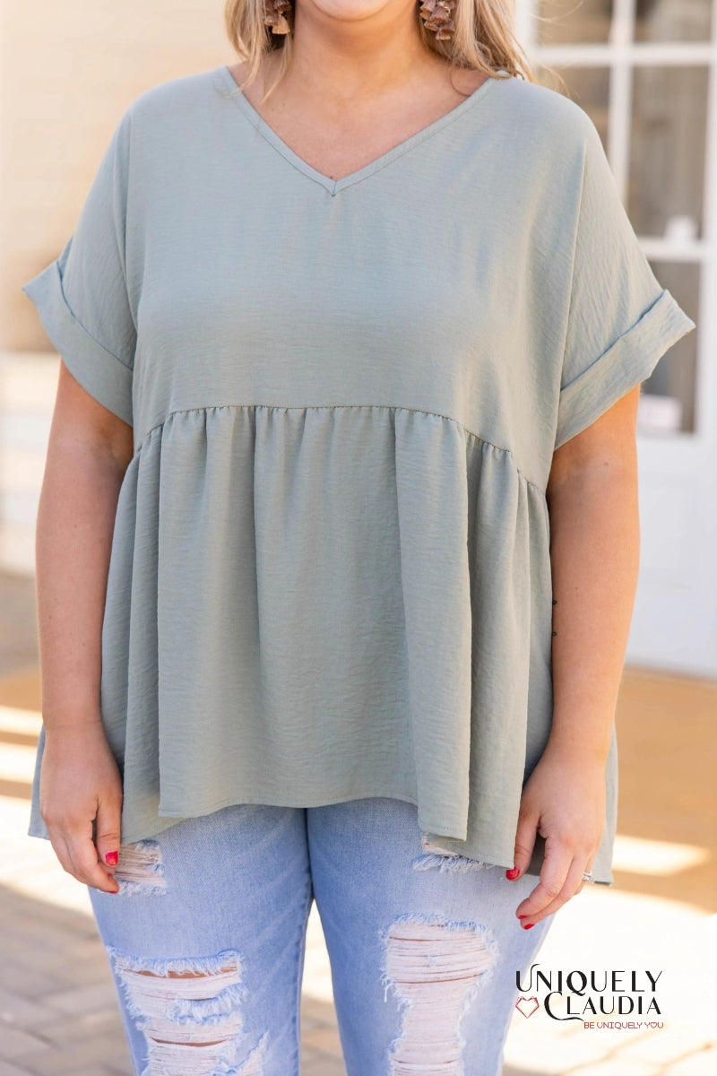 EDGY PLUS: Landy Babydoll Short-Sleeve Top