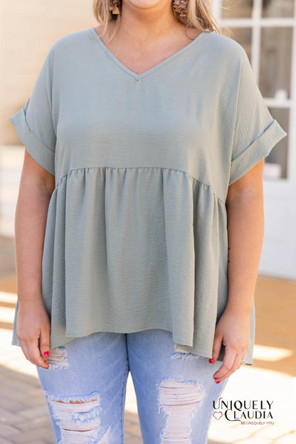 EDGY PLUS: Landy Babydoll Short-Sleeve Top