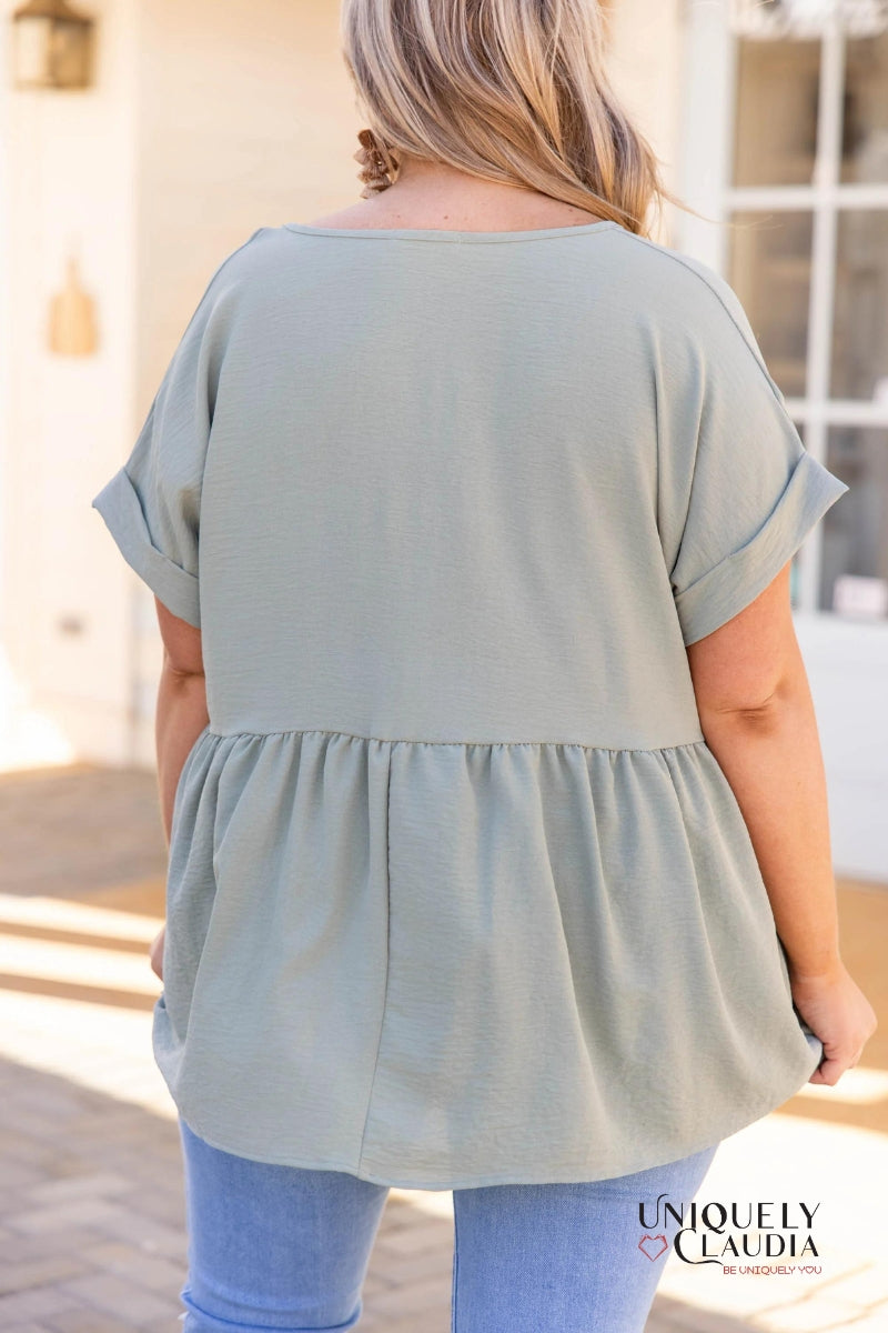 EDGY PLUS: Landy Babydoll Short-Sleeve Top
