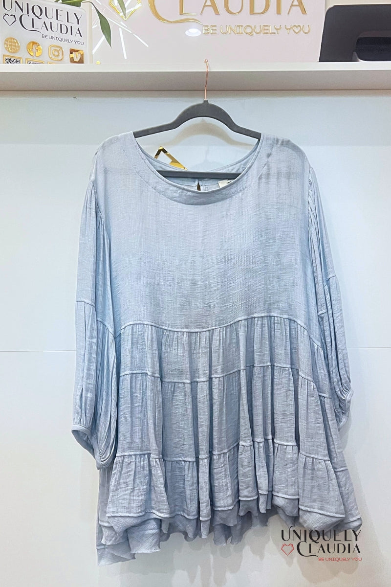 EDGY PLUS: Norma Tiered Babydoll Long-Sleeve Top | Uniquely Claudia Boutique