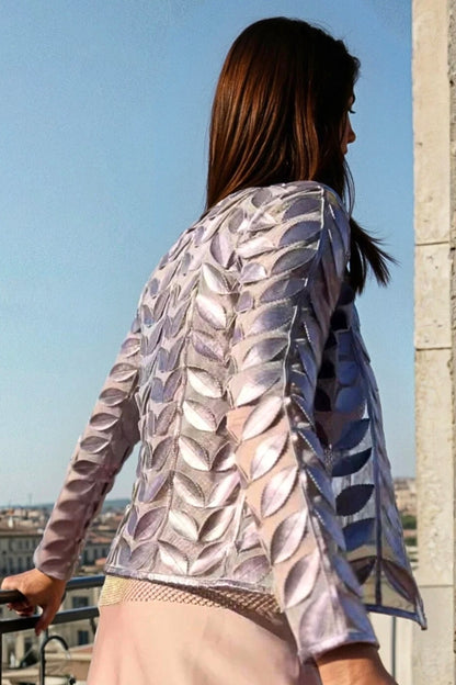 Emiri Vegan Leather Leaves Mesh Jacket - Uniquely Claudia Boutique