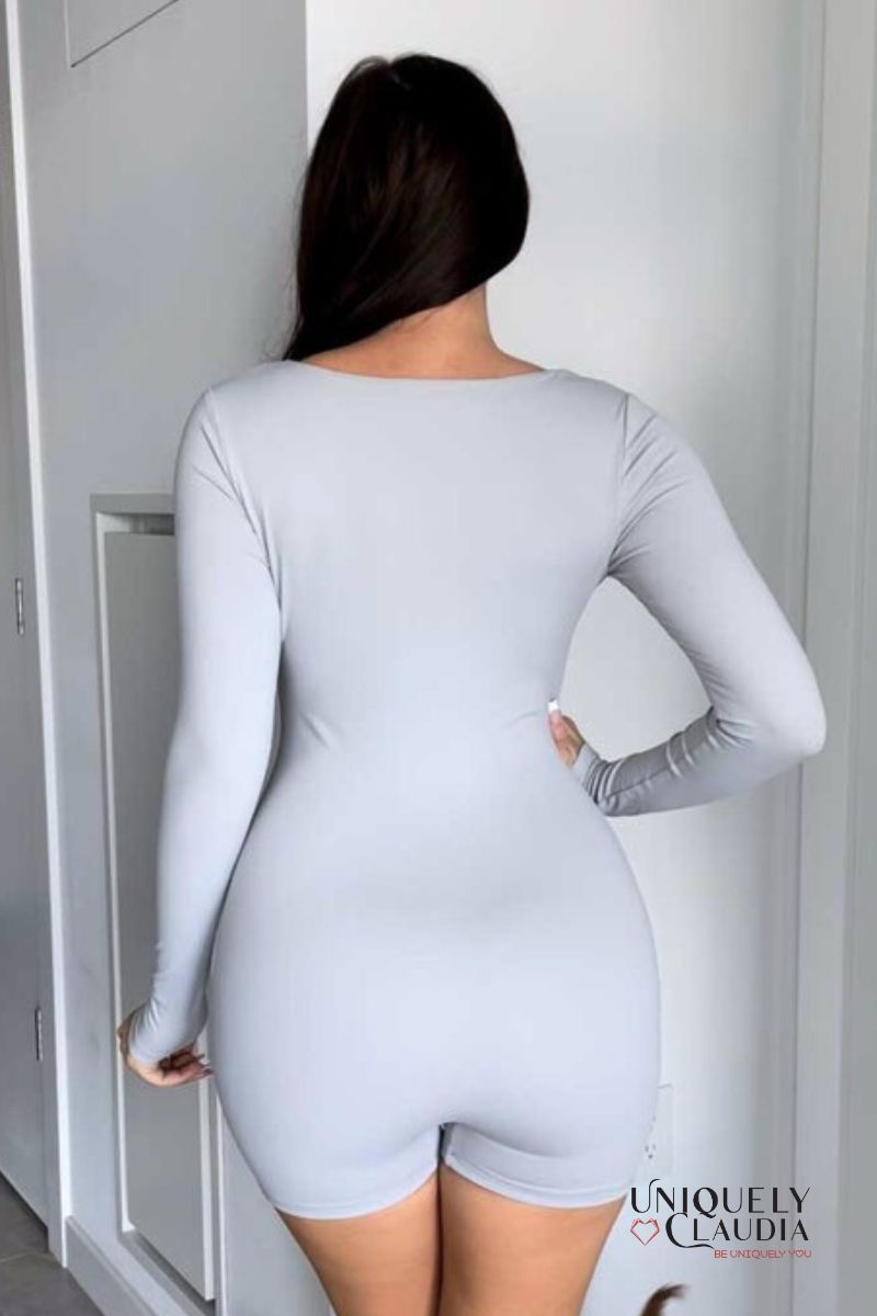 Erin Square Neck Long-Sleeve Romper | Uniquely Claudia Boutique