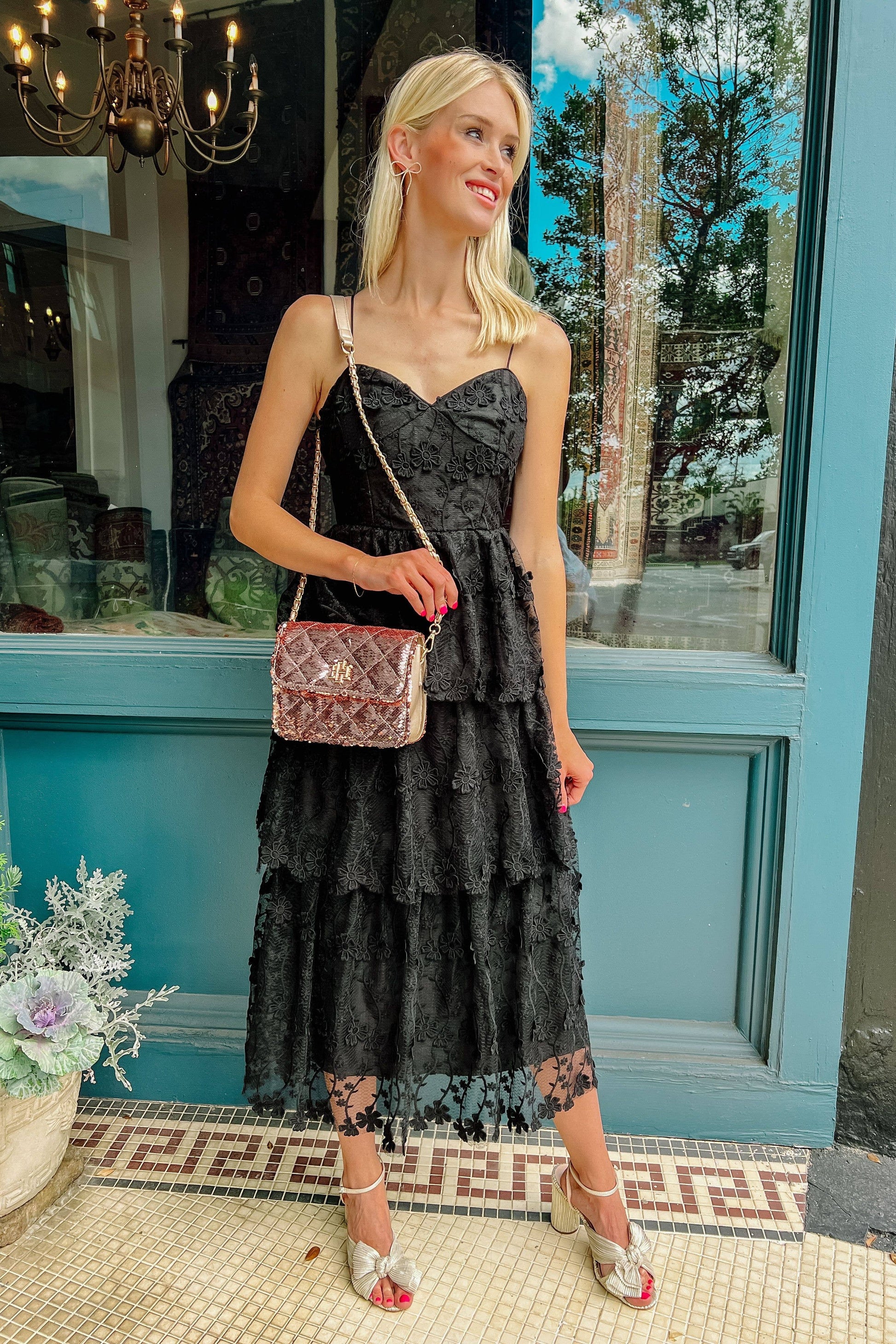Evelyn Crossbody Champagne Sequin | Uniquely Claudia Boutique 