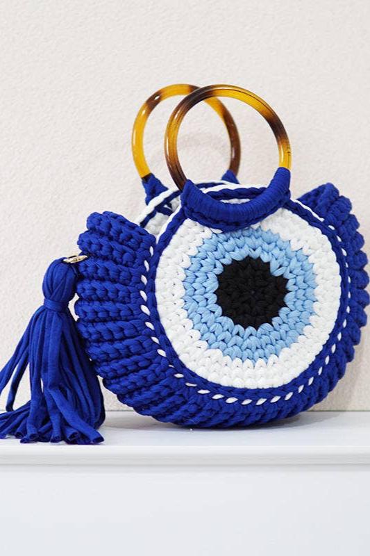 Evil Eye Woven Handbag | Uniquely Claudia Boutique