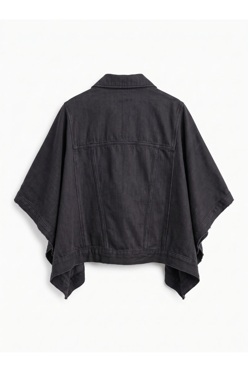 Felicia Black Cape Denim Jacket