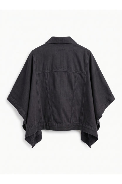 Felicia Black Cape Denim Jacket