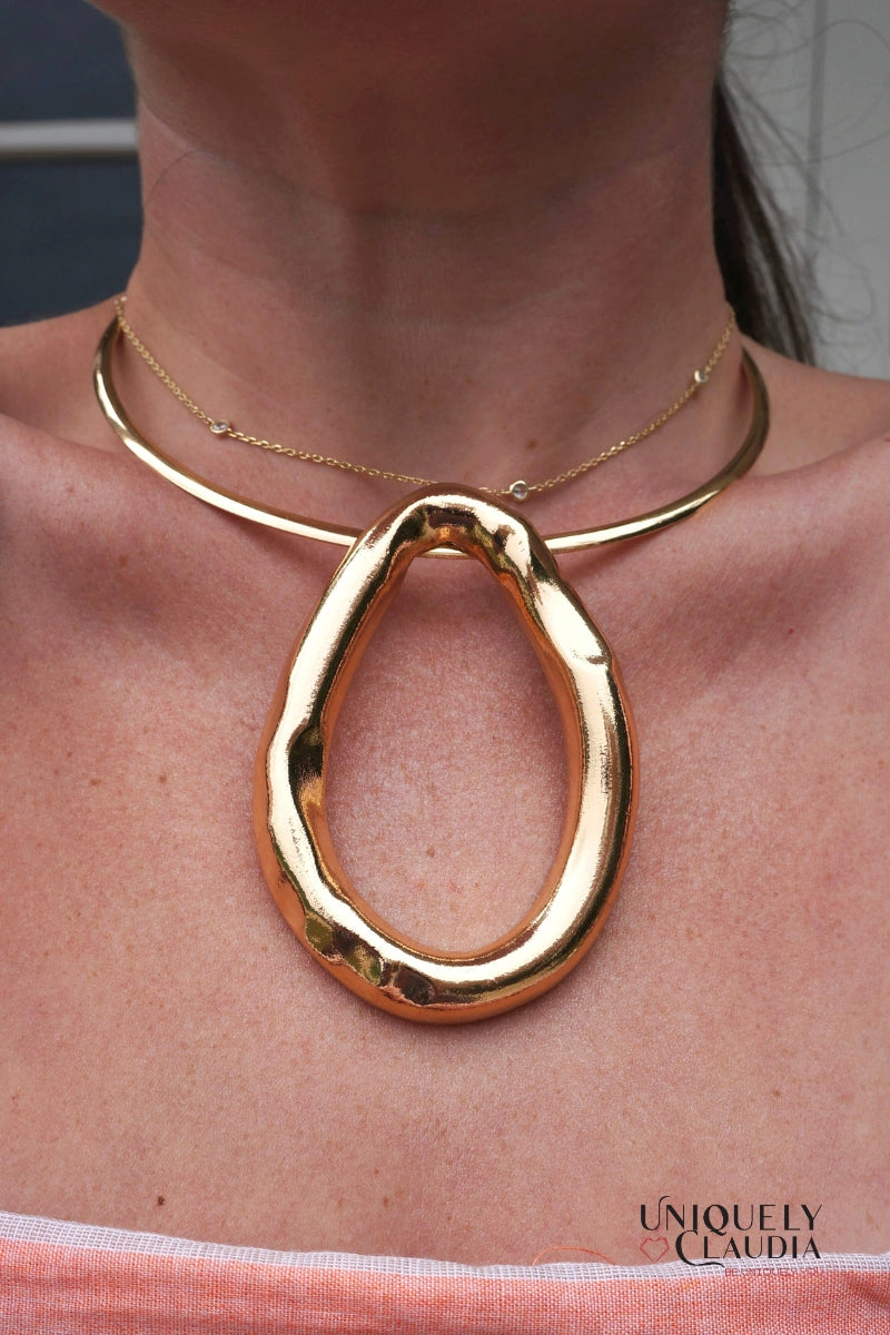 Freeform Statement Gold-Plated SS Necklace & Stud Earrings | Uniquely Claudia Boutique 