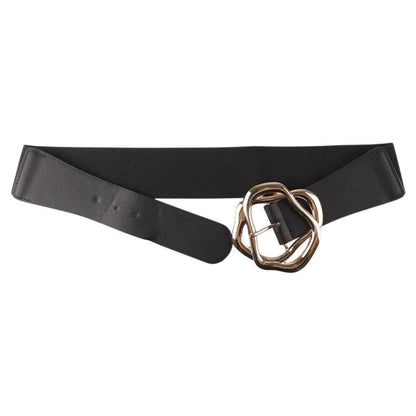 Black belt with a gold buckle on a white background