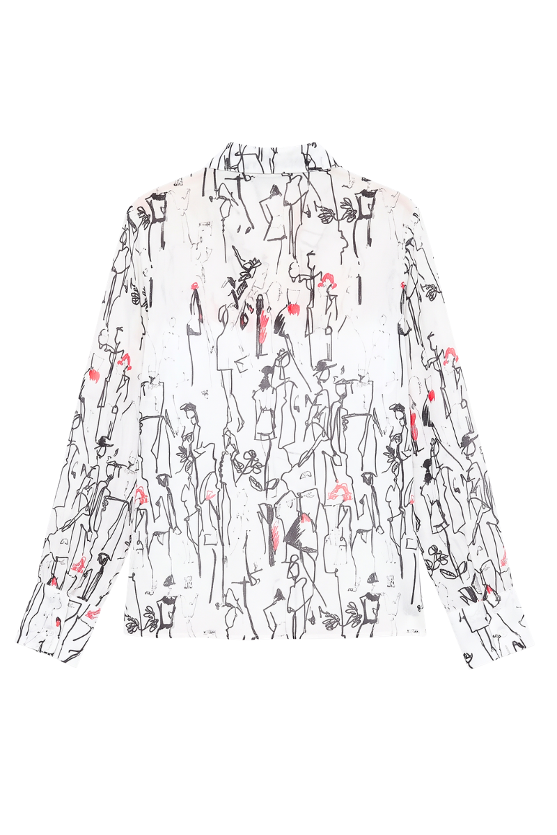 Gallery Girl Long-Sleeve Printed Blouse