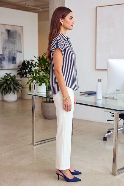 Genesis Striped Cap Sleeve Blouse