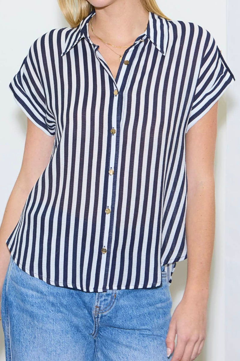 Genesis Striped Cap Sleeve Blouse