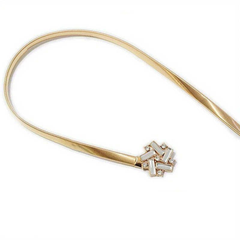 Geometric Rhinestone Elastic Belt