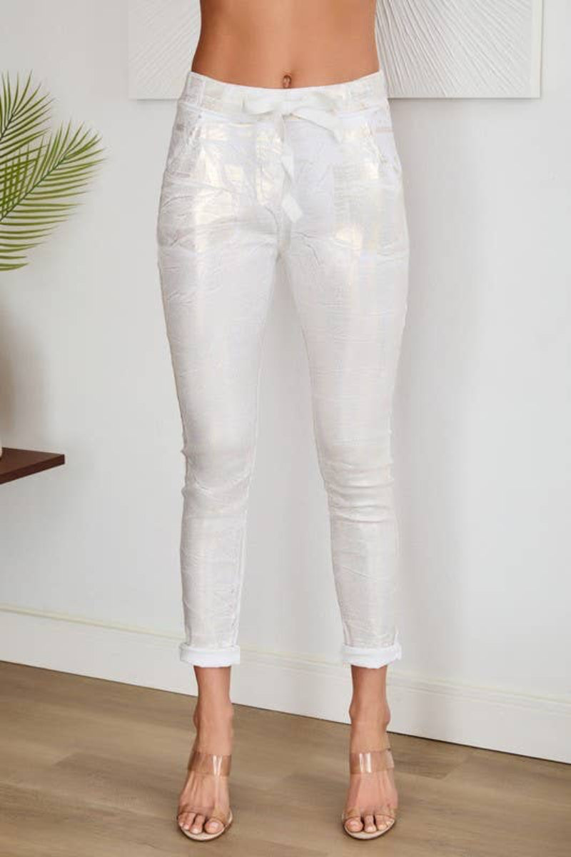 Gina Metallic Gold Joggers - Uniquely Claudia Boutique