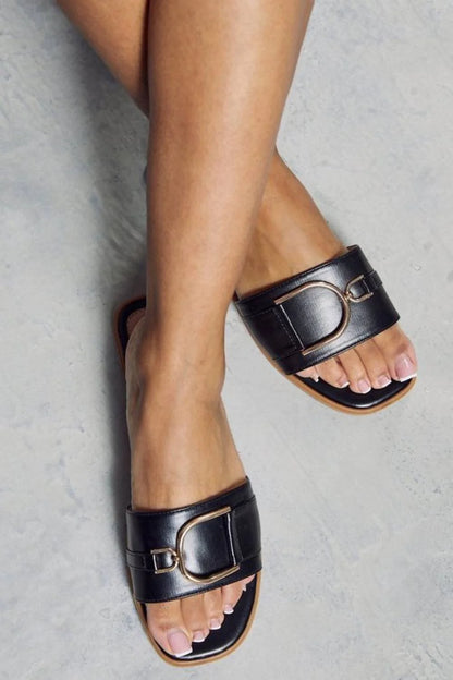 Milly Buckle Slip-On Sandals| Uniquely Claudia Boutique