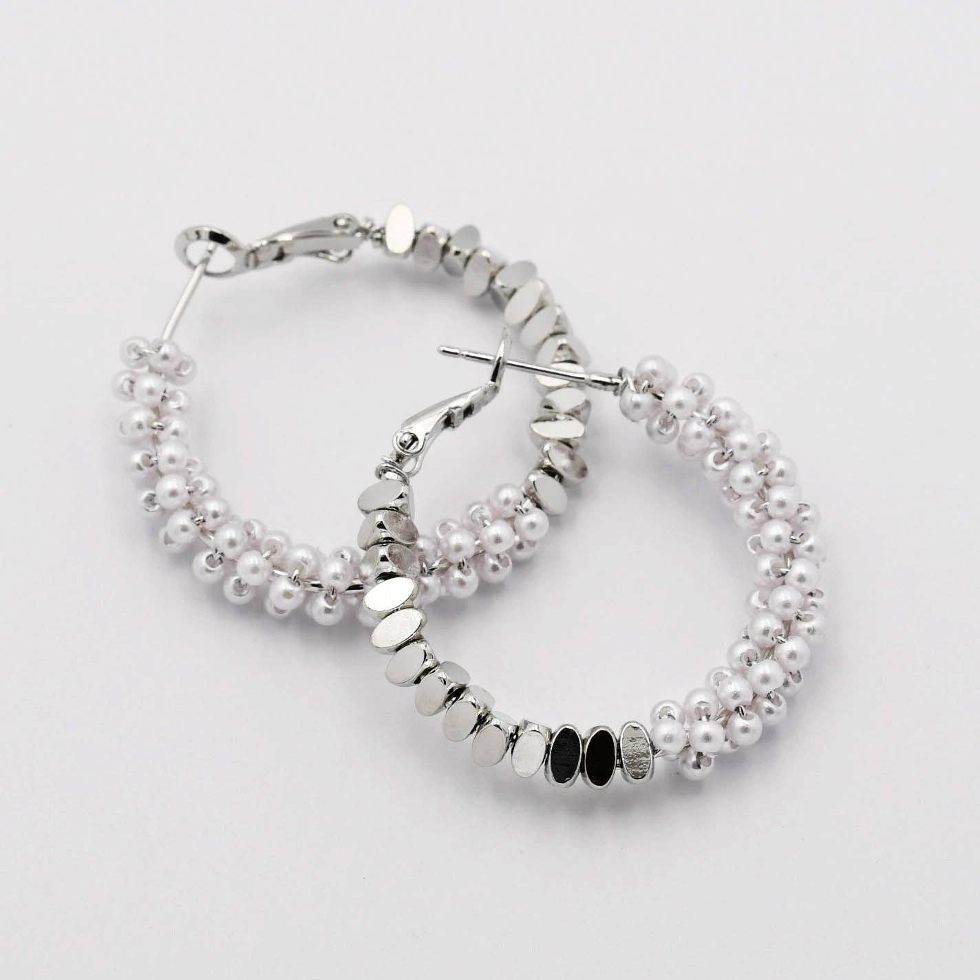 Half Pearly Silver-Plated Hoop - Uniquely Claudia Boutique