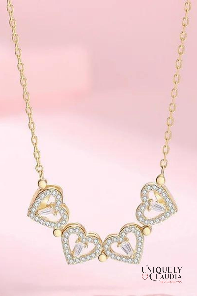 Stainless Steel Pave Cluster Hearts Necklace | Uniquely Claudia
