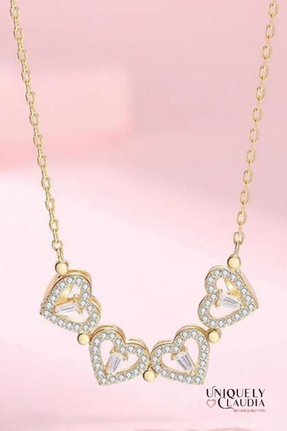 Stainless Steel Pave Cluster Hearts Necklace | Uniquely Claudia