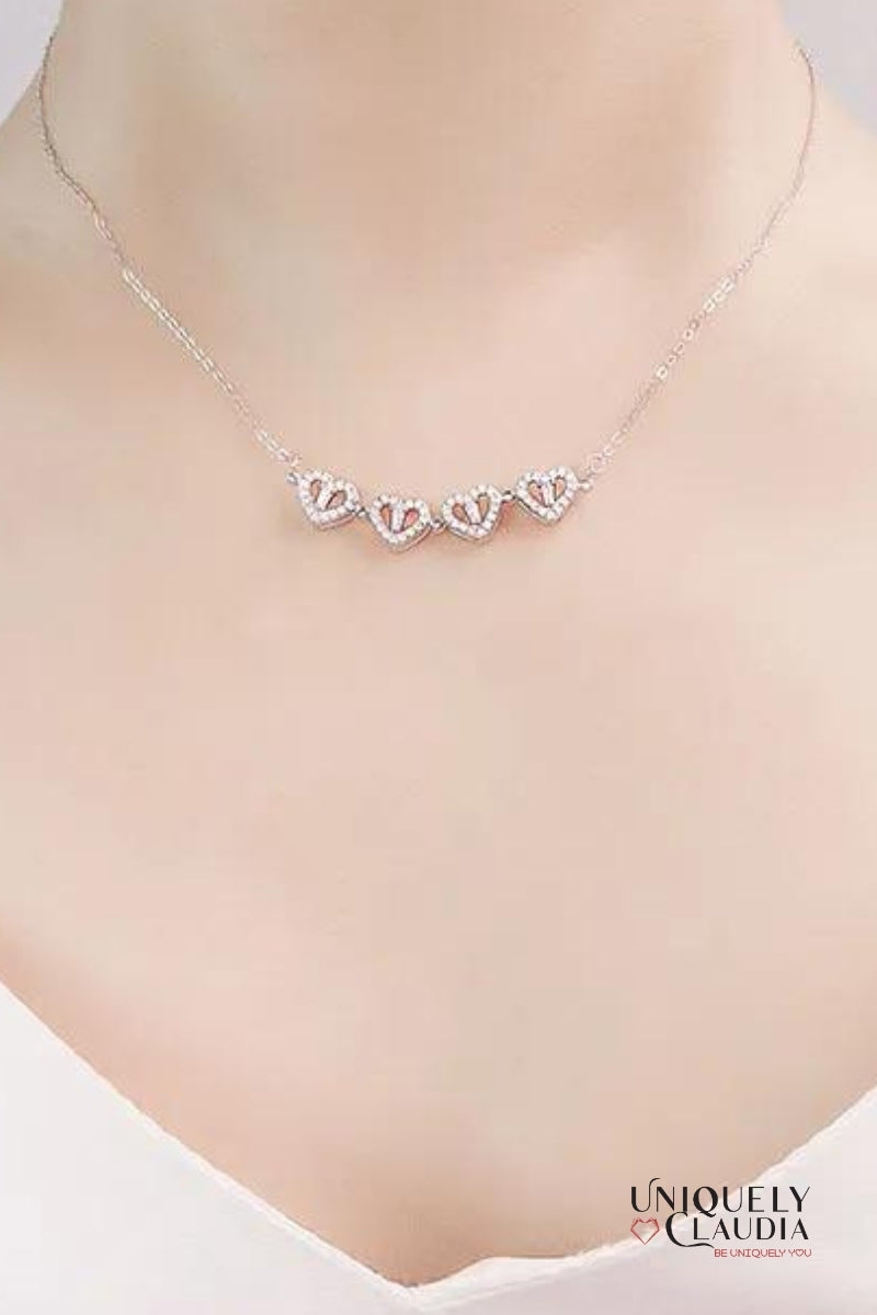 Stainless Steel Pave Cluster Hearts Necklace | Uniquely Claudia