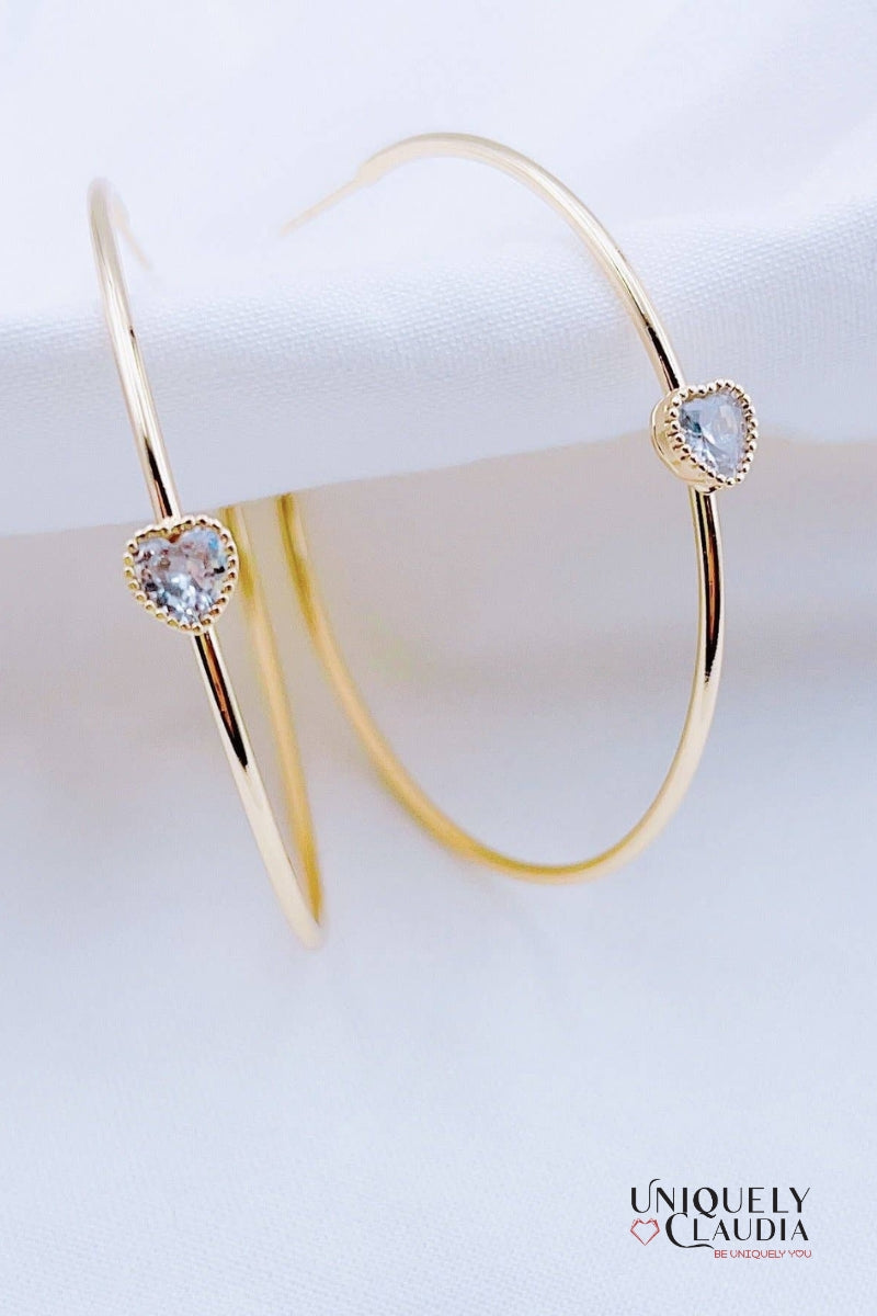 Heart Crystal Gold-Plated Hoop | Uniquely Claudia Boutique 